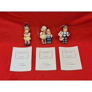 3 Berta Hummel Goebel Christmas Ornament Little Brother, Cuddle Teddy, Letter To